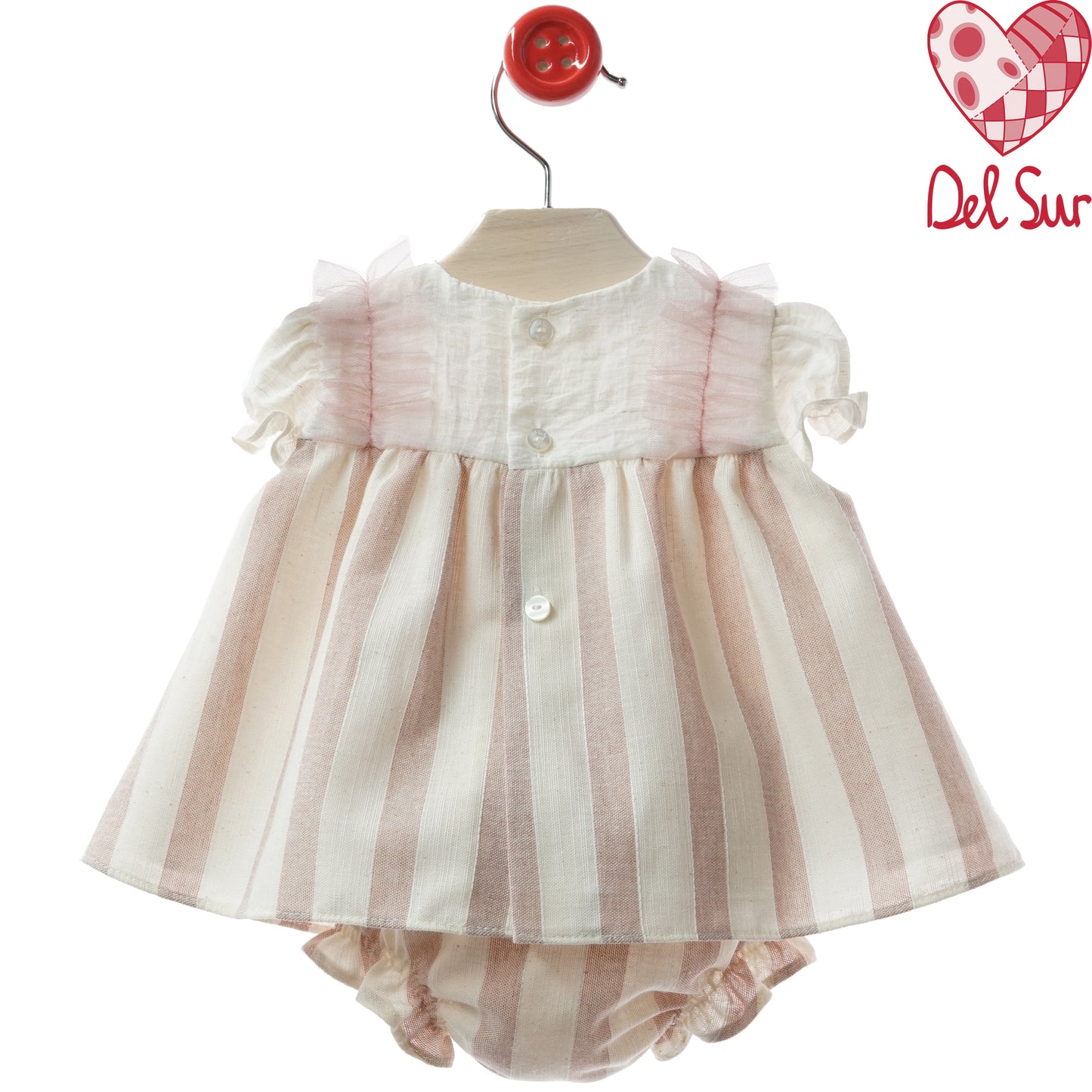 VESTIDO BABY DRESS AND DIAPER COVER WITH HOOD REF. 0174VER-26 "TRIESTE" - DEL SUR