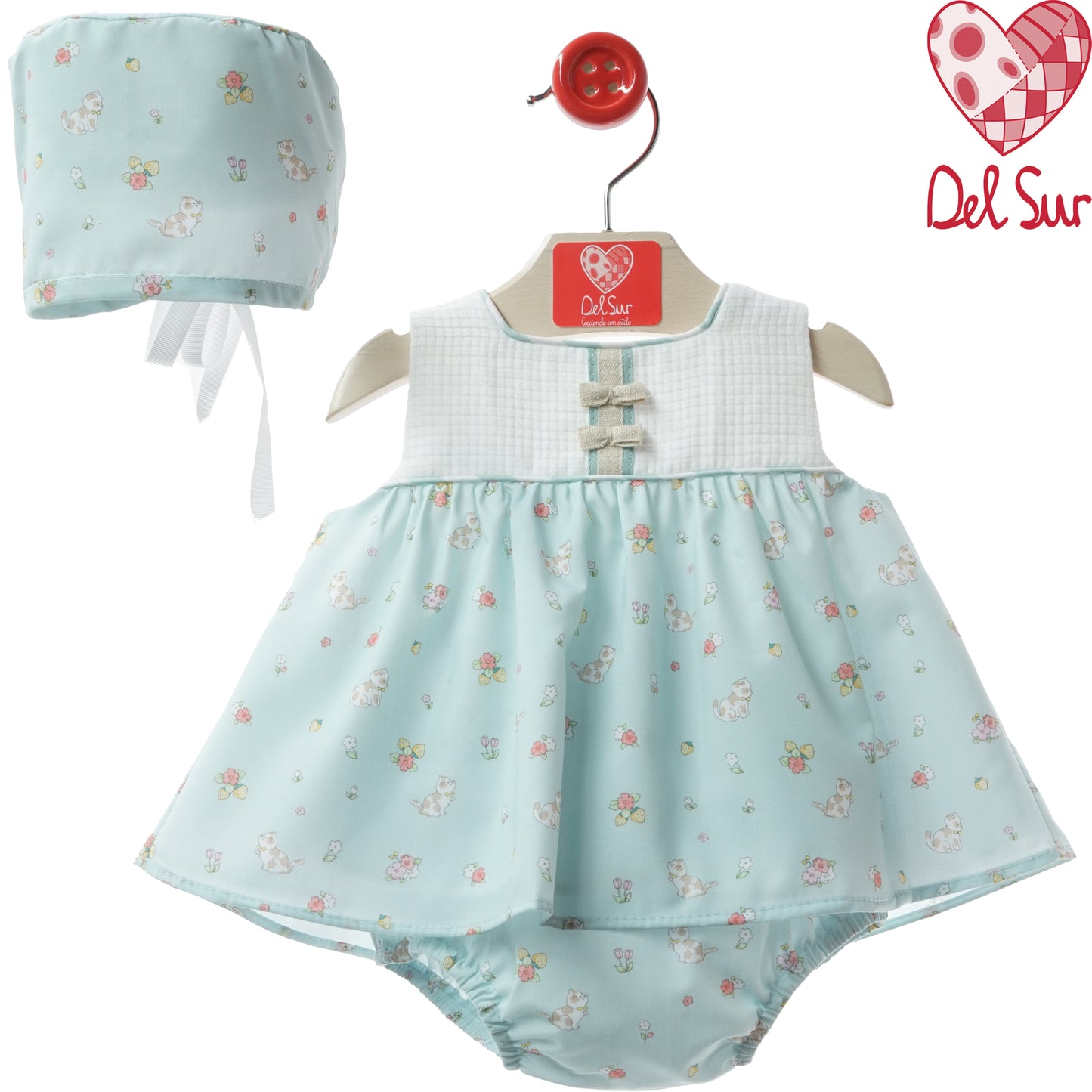 VESTIDO BABY DRESS AND DIAPER COVER WITH HOOD REF. 0171VER-26 "MÓDENA" - DEL SUR