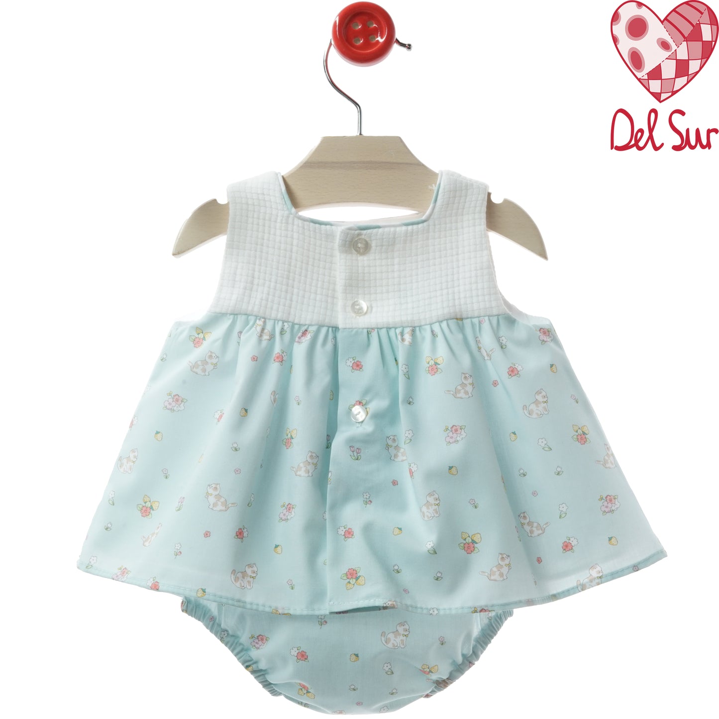 VESTIDO BABY DRESS WITH DIAPER COVER REF. 0071VER-26 "MÓDENA" - DEL SUR