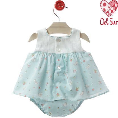 VESTIDO BABY DRESS AND DIAPER COVER WITH HOOD REF. 0171VER-26 "MÓDENA" - DEL SUR
