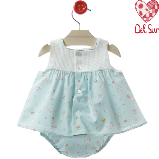 VESTIDO BABY DRESS AND DIAPER COVER WITH HOOD REF. 0171VER-26 "MÓDENA" - DEL SUR