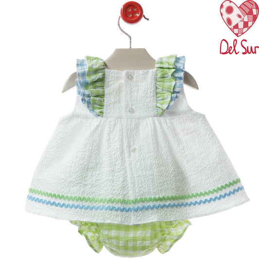 VESTIDO BABY DRESS AND DIAPER COVER WITH HOOD REF. 0172VER-26 "CATANZARO" - DEL SUR