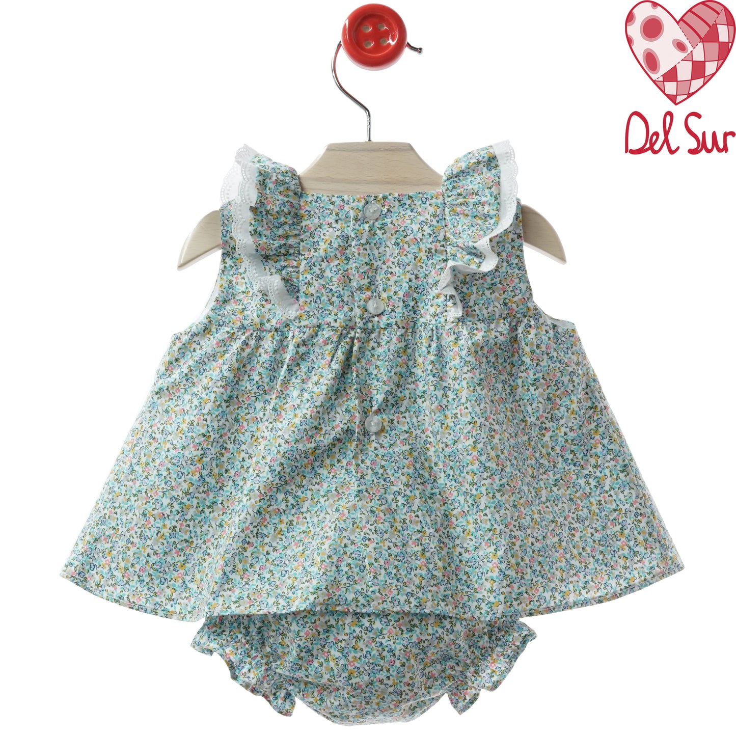 VESTIDO BABY DRESS AND DIAPER COVER WITH HOOD REF. 0173VER-26 "VERONA" - DEL SUR