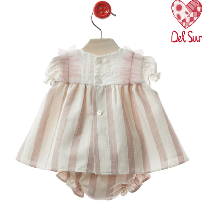 VESTIDO BABY DRESS AND DIAPER COVER WITH HOOD REF. 0174VER-26 "TRIESTE" - DEL SUR