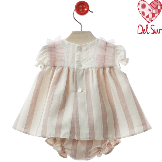 VESTIDO BABY DRESS AND DIAPER COVER WITH HOOD REF. 0174VER-26 "TRIESTE" - DEL SUR