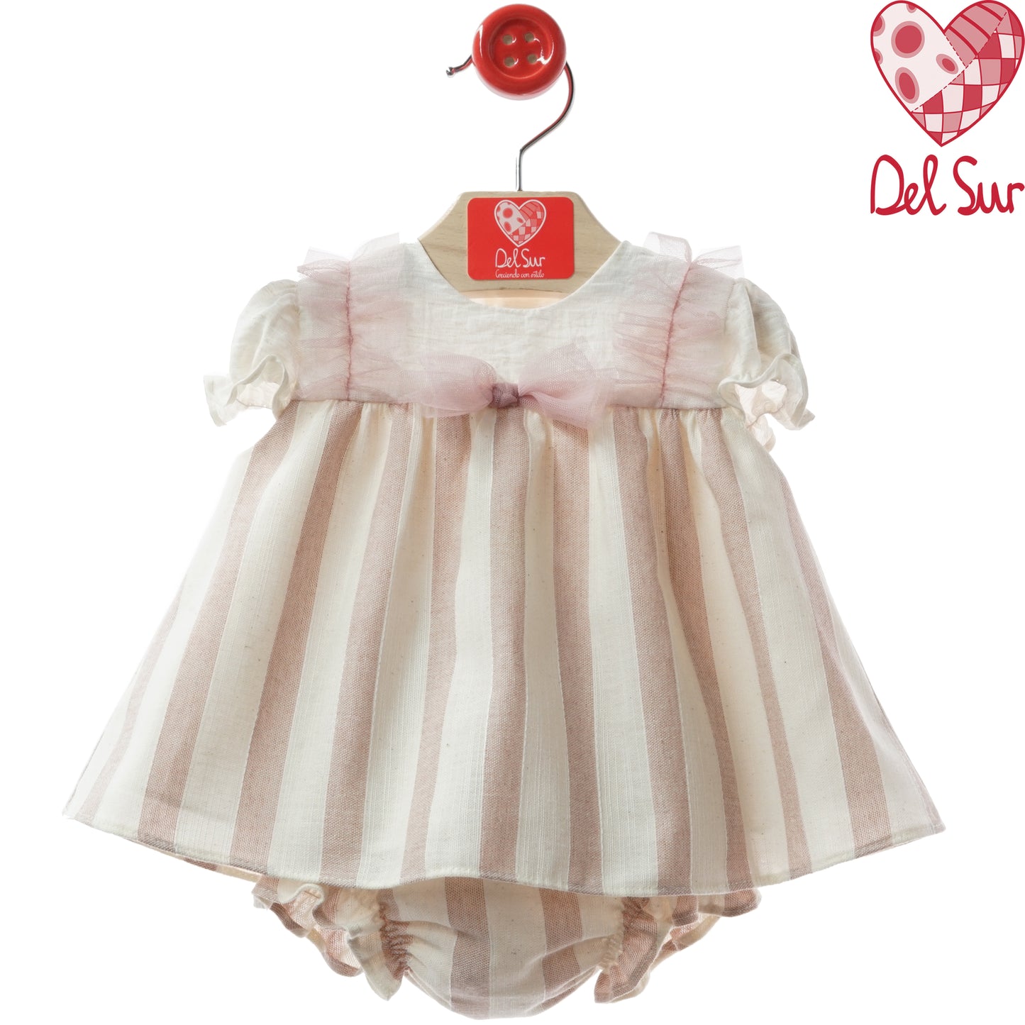 VESTIDO BABY DRESS WITH DIAPER COVER REF. 0074VER-26 "TRIESTE" - DEL SUR