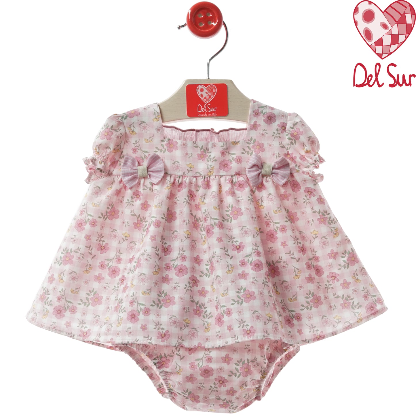 VESTIDO BABY DRESS WITH DIAPER COVER REF. 0076VER-26 "PALMA" - DEL SUR