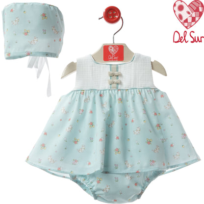 VESTIDO BABY DRESS AND DIAPER COVER WITH HOOD REF. 0171VER-26 "MÓDENA" - DEL SUR