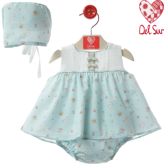 VESTIDO BABY DRESS AND DIAPER COVER WITH HOOD REF. 0171VER-26 "MÓDENA" - DEL SUR