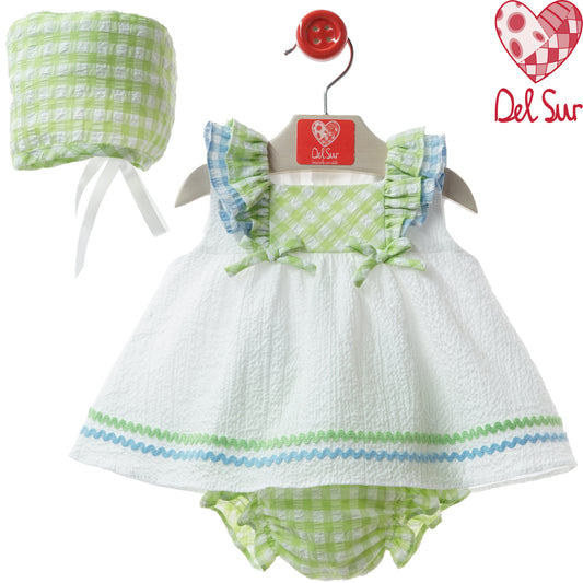 VESTIDO BABY DRESS AND DIAPER COVER WITH HOOD REF. 0172VER-26 "CATANZARO" - DEL SUR