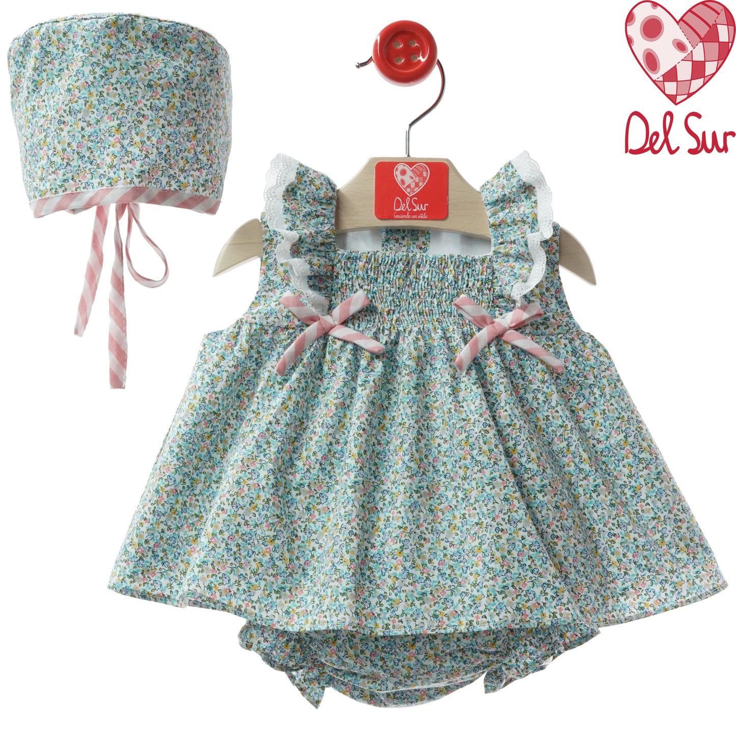 VESTIDO BABY DRESS AND DIAPER COVER WITH HOOD REF. 0173VER-26 "VERONA" - DEL SUR