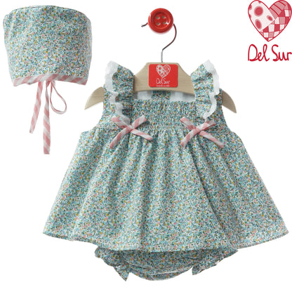 VESTIDO BABY DRESS AND DIAPER COVER WITH HOOD REF. 0173VER-26 "VERONA" - DEL SUR