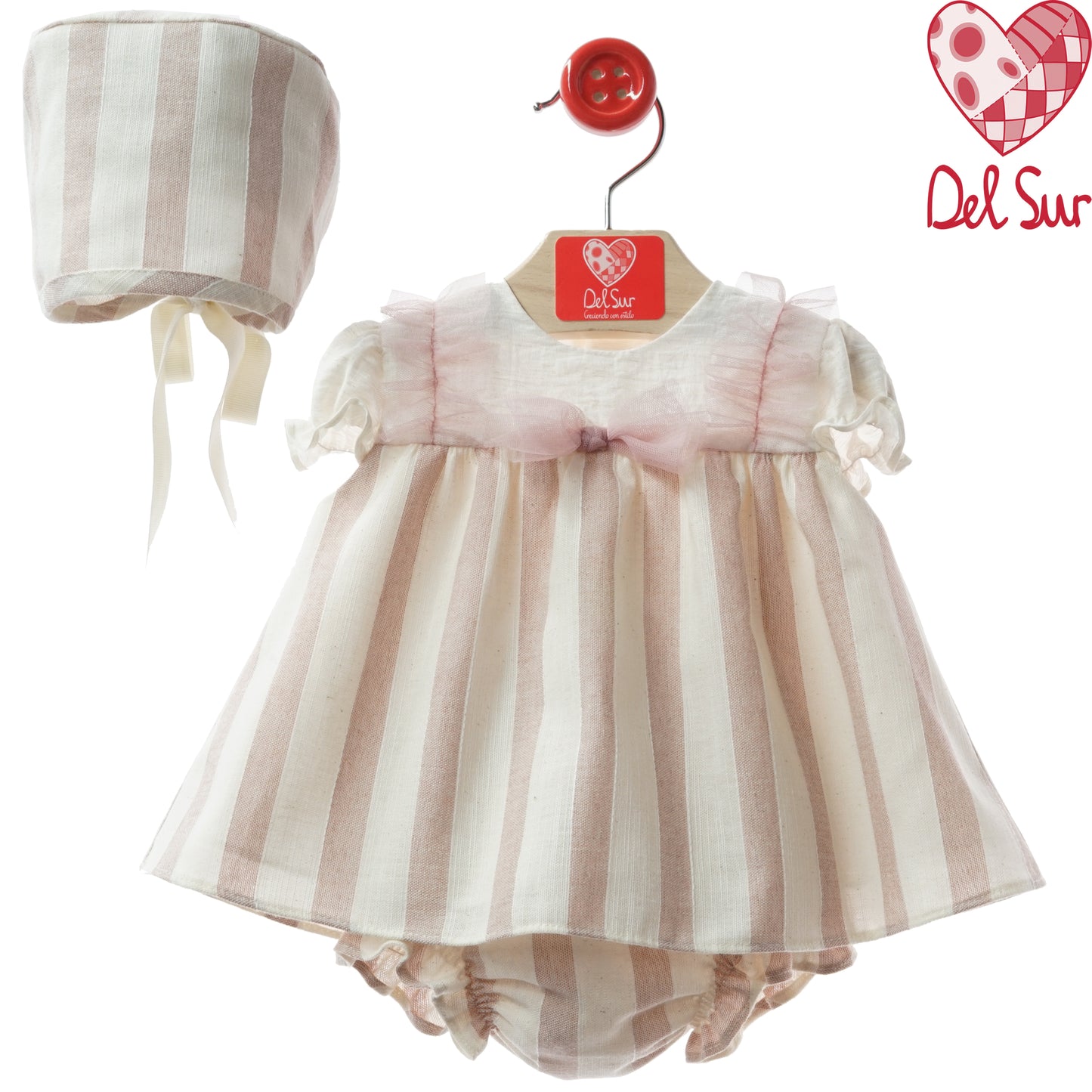VESTIDO BABY DRESS AND DIAPER COVER WITH HOOD REF. 0174VER-26 "TRIESTE" - DEL SUR