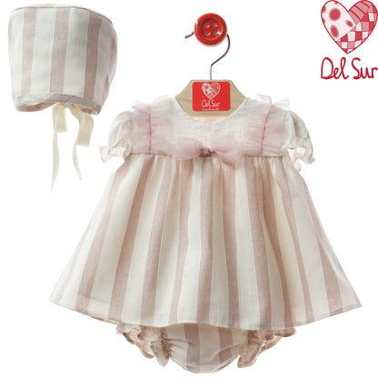 VESTIDO BABY DRESS AND DIAPER COVER WITH HOOD REF. 0174VER-26 "TRIESTE" - DEL SUR