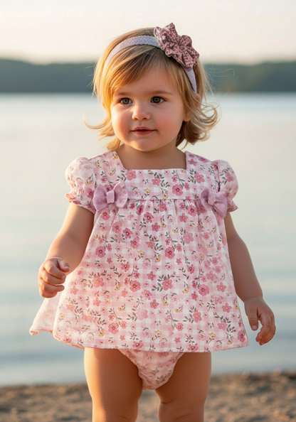 VESTIDO BABY DRESS WITH DIAPER COVER REF. 0076VER-26 "PALMA" - DEL SUR
