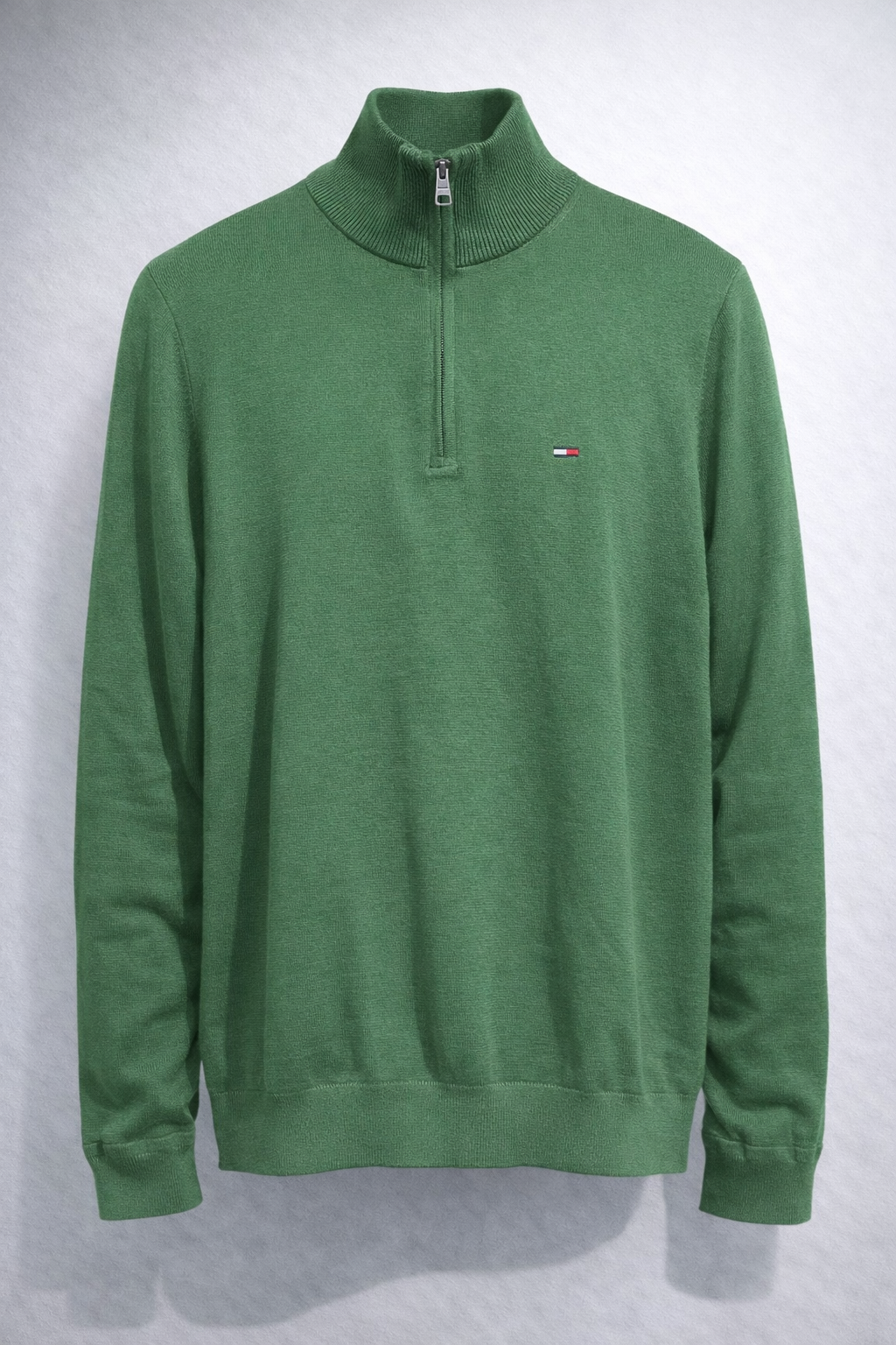 SUETER CNT ZIP MOCK GREEN - TOMMY HILFIGUER