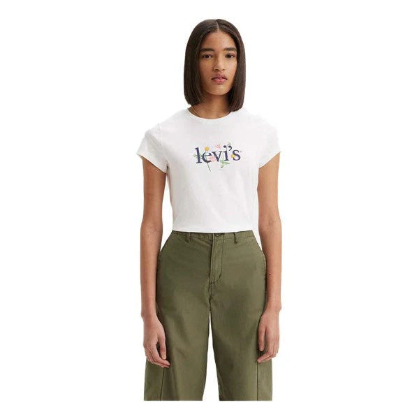CAMISETA WOMAN WHITE/LETRA FLOWER - LEVIS