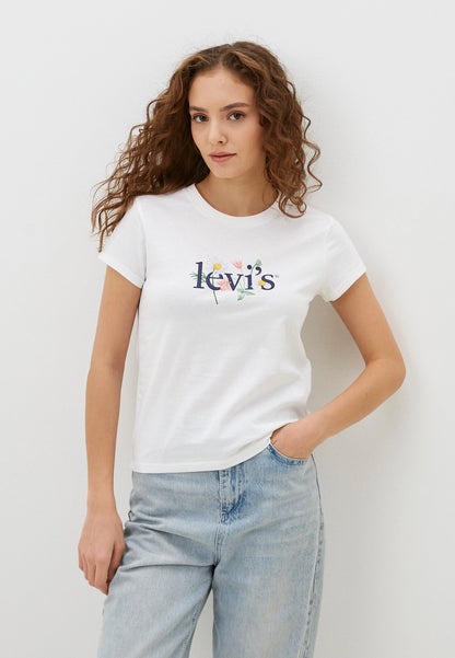 CAMISETA WOMAN WHITE/LETRA FLOWER - LEVIS