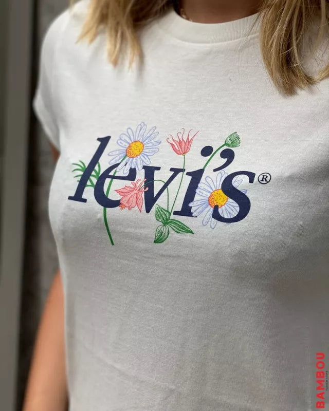 CAMISETA WOMAN WHITE/LETRA FLOWER - LEVIS