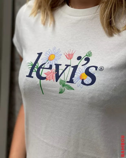 CAMISETA WOMAN WHITE/LETRA FLOWER - LEVIS