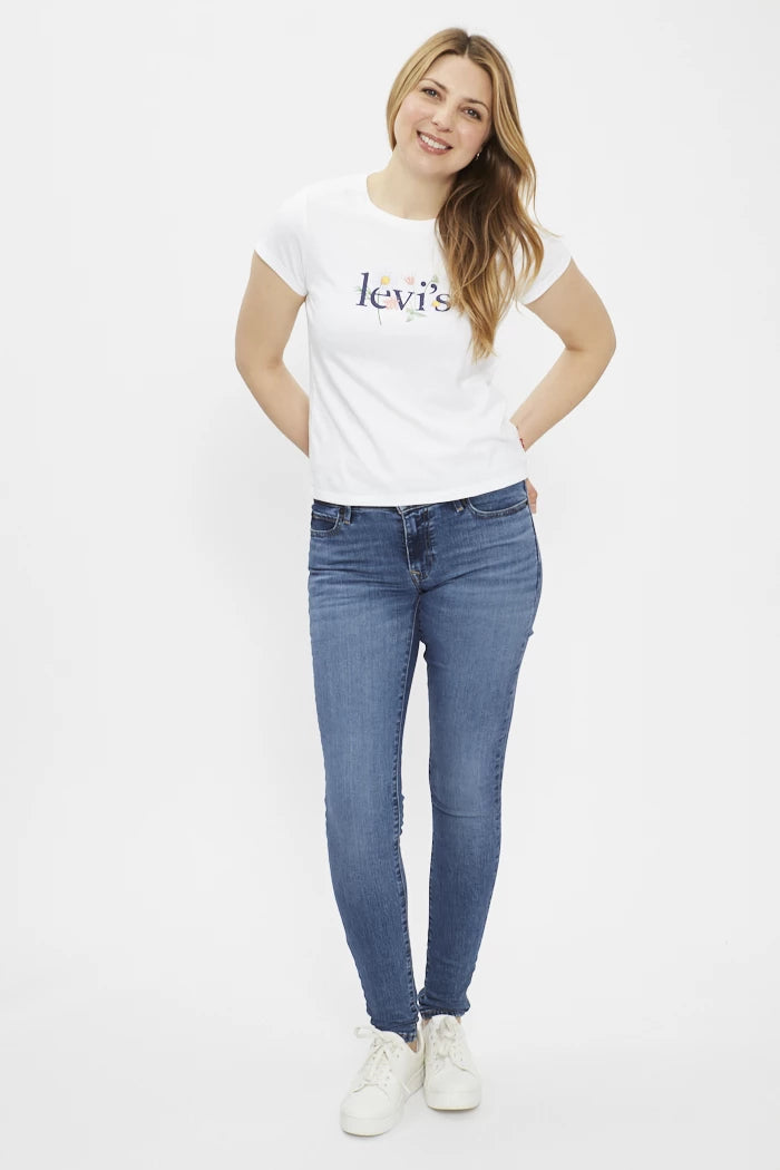 CAMISETA WOMAN WHITE/LETRA FLOWER - LEVIS